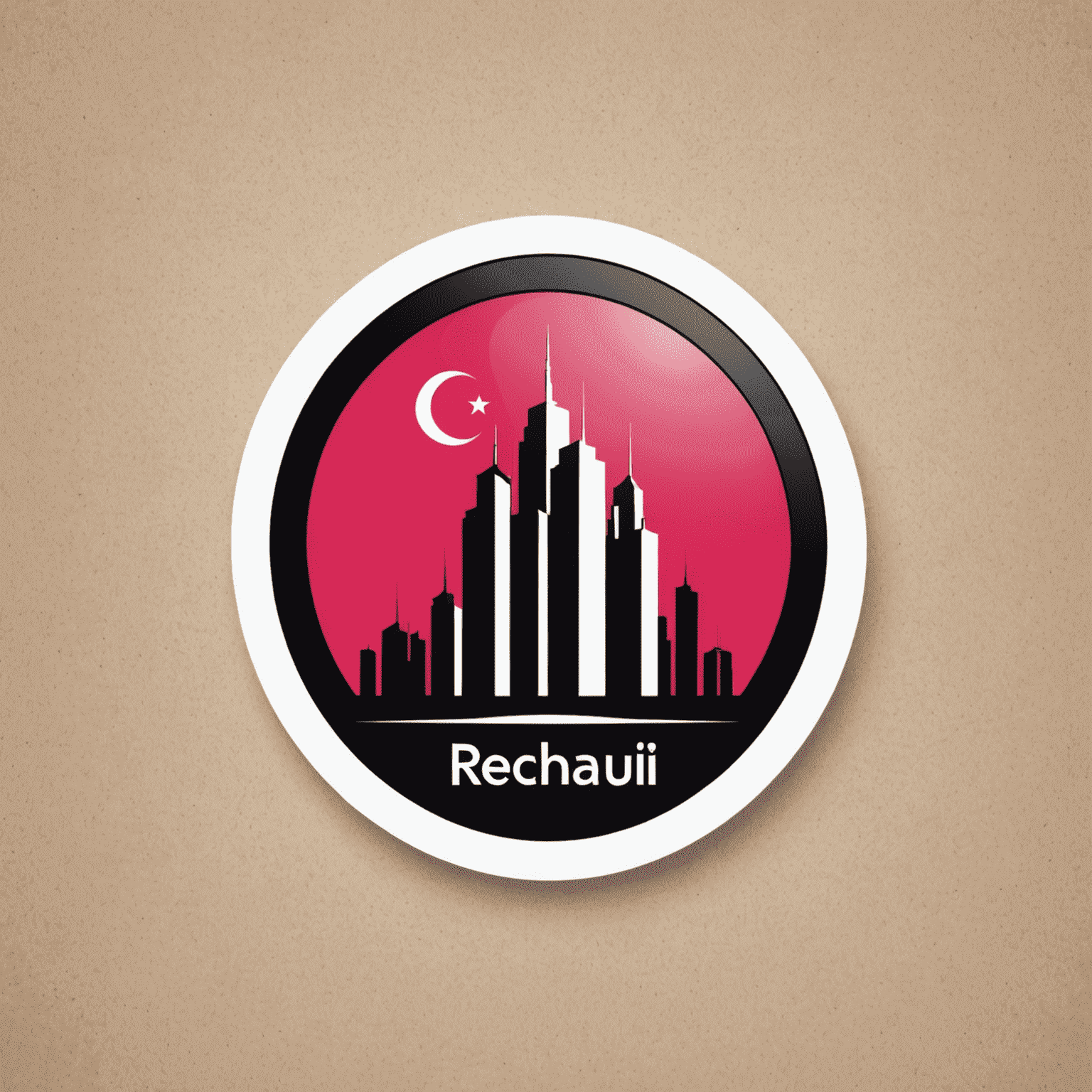 شعار rechaquli_com يظهر تصميمًا حديثًا يجمع بين الأحمر والوردي والأسود والأبيض، ويعكس مفهوم الاتصالات المتنقلة في الإمارات العربية المتحدة