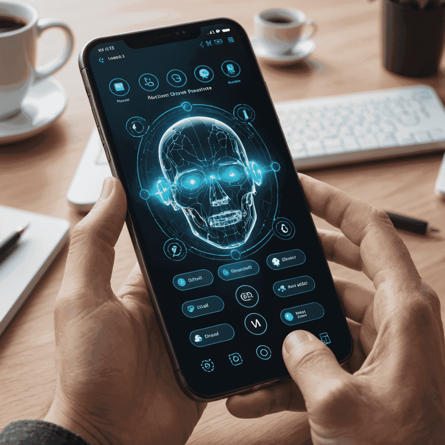 صورة لواجهة هاتف ذكي حديثة تظهر عناصر مخصصة وميزات ذكاء اصطناعي